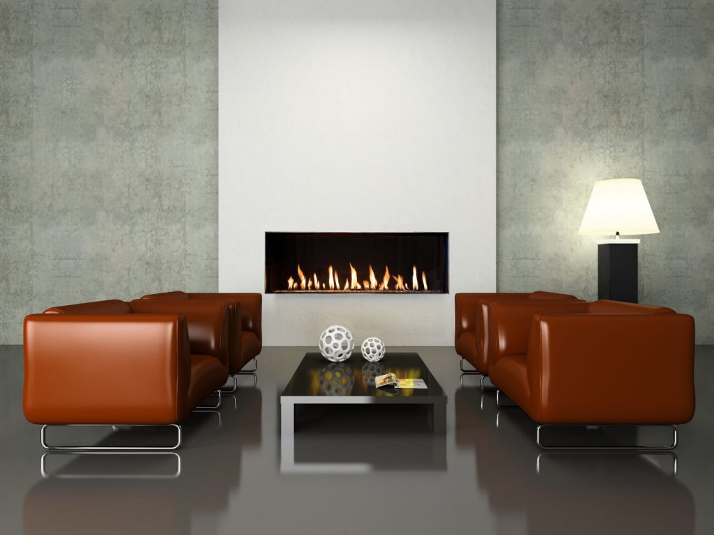 modern frameless linear fireplace