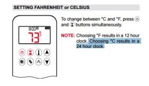 remote flare celsius fahrenheit changing button please information below