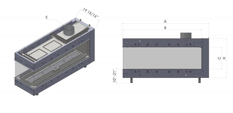 Three Sided fireplace diagram