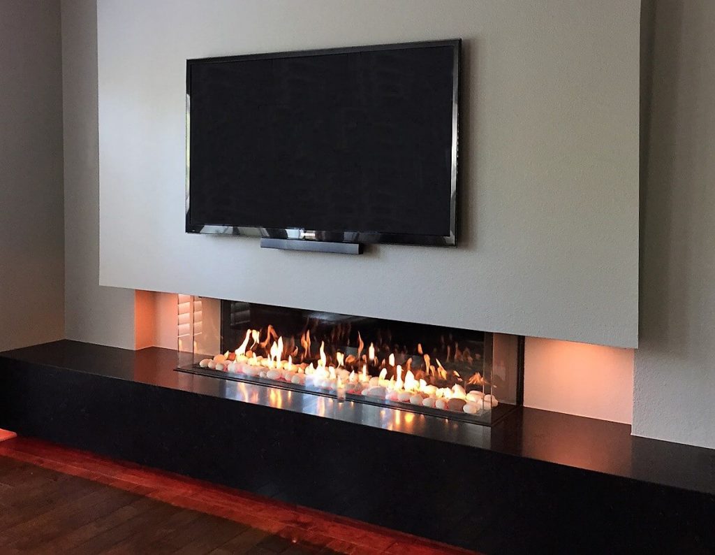 double glass double corner fireplace