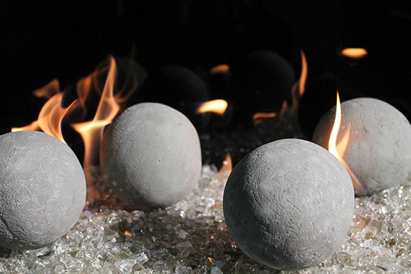 Grey Stone canon Balls fireplace media