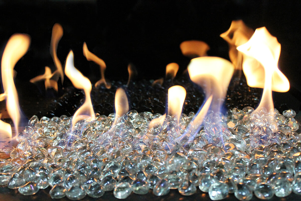 Zircon Clear Diamond fireplace media option