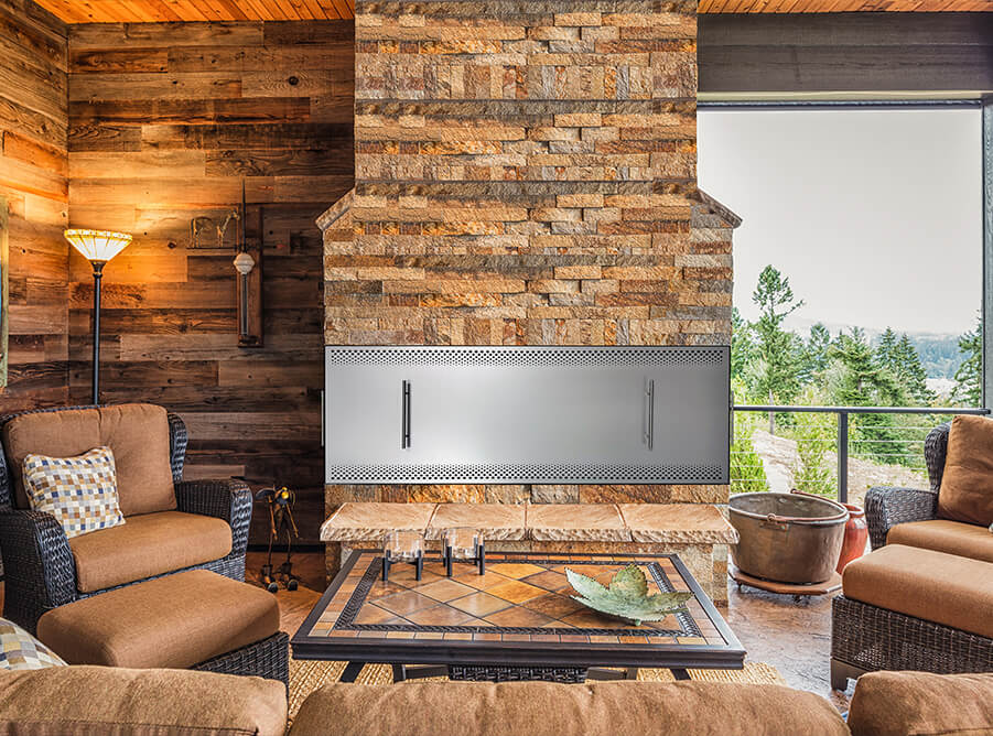 Flare VDC Series double corner vent-free outdoor gas fireplace