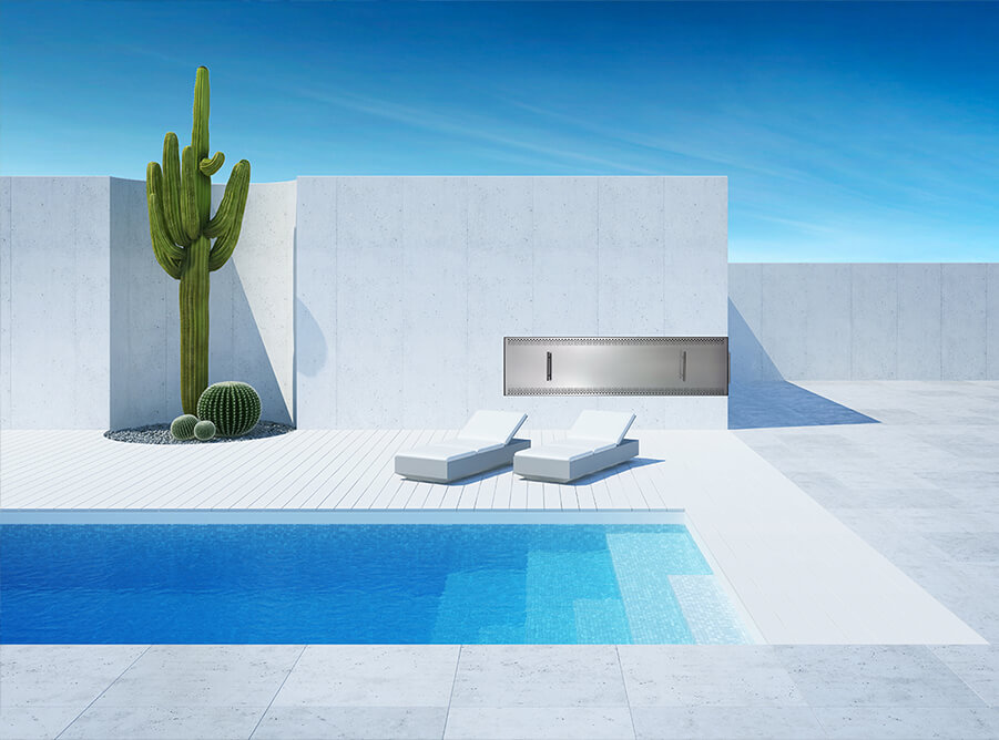 Flare VRC Series right corner vent-free outdoor gas fireplace