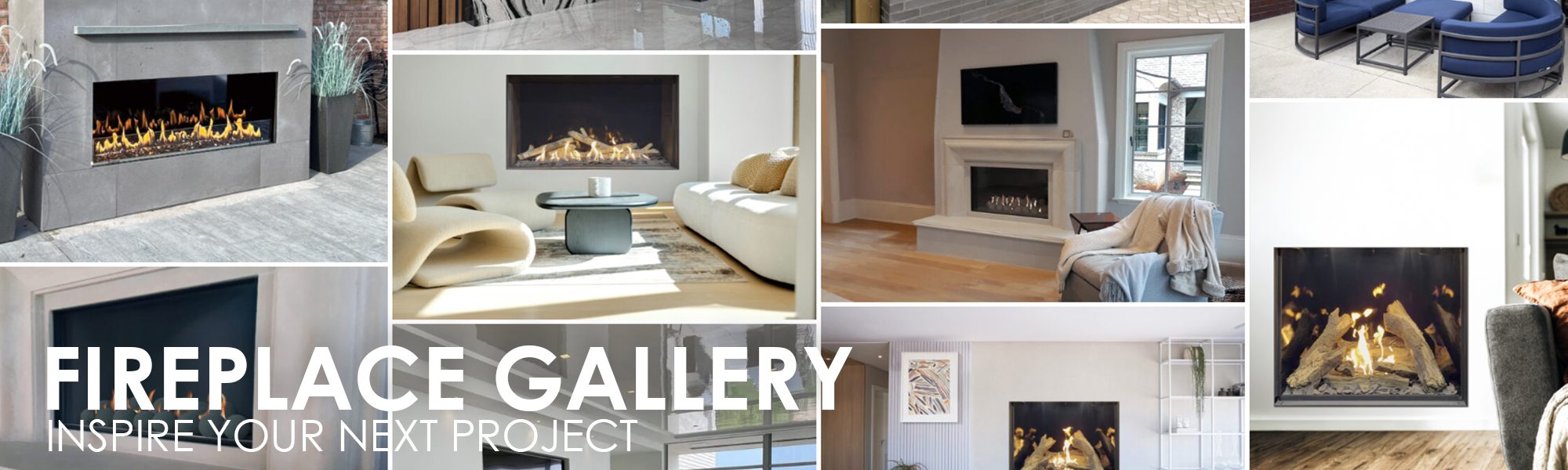 Fireplace gallery showcasing modern, traditional, and custom gas fireplace installations in residential spaces.