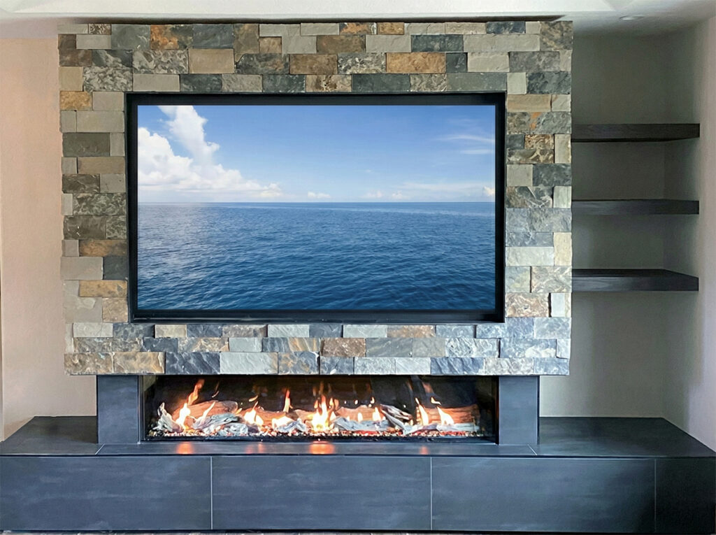 Flare indoor direct-vent linear fireplace with fireplace specifications, drawings and BIM files for architects and designers