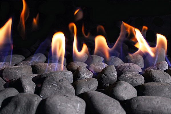 Black stones media options for gas fireplace